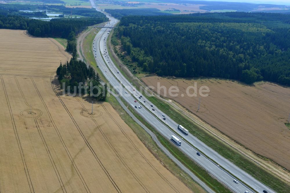 Luftbild Lemnitz - Ausbau- Arbeiten und Baustellen an der Streckenführung der BAB Bundesautobahn A9 bei Lemnitz in Thüringen