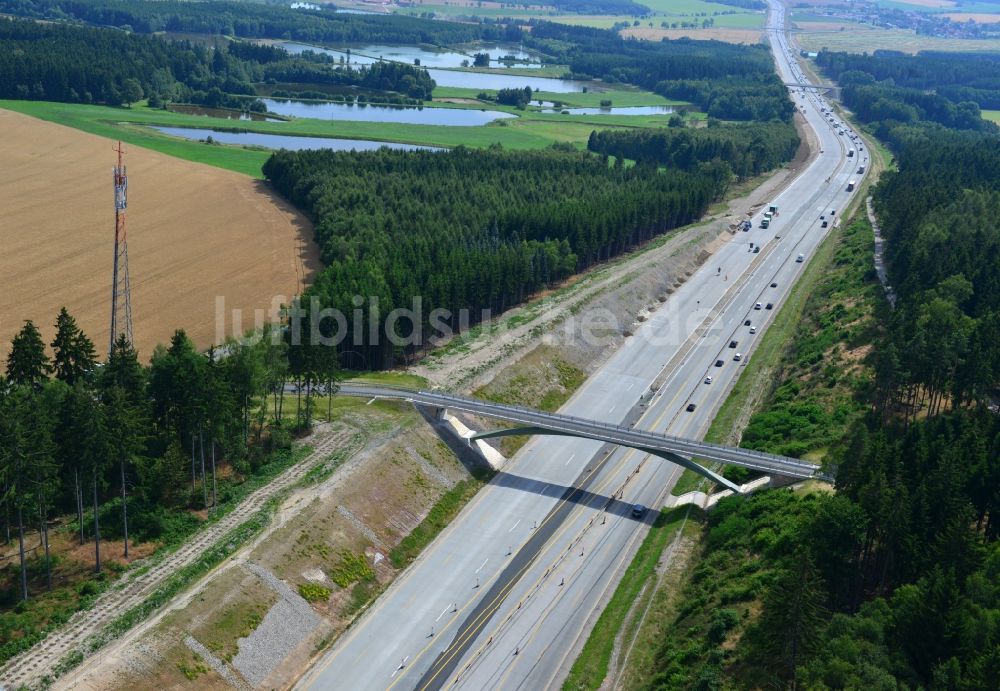 Luftbild Lemnitz - Ausbau- Arbeiten und Baustellen an der Streckenführung der BAB Bundesautobahn A9 bei Lemnitz in Thüringen