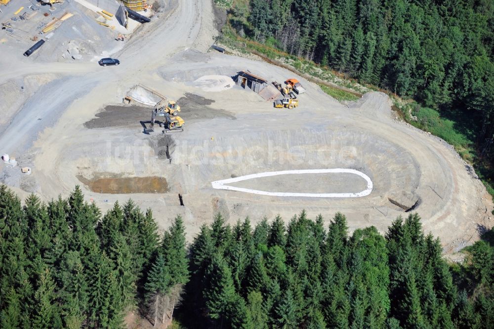 Luftbild Pahnstangen - Ausbau- Arbeiten und Baustellen an der Streckenführung der BAB Bundesautobahn A9 bei Pahnstangen in Thüringen