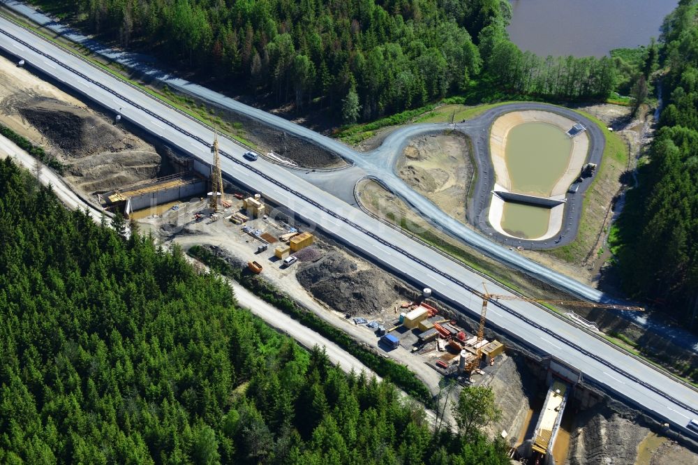 Luftbild Pahnstangen - Ausbau- Arbeiten und Baustellen an der Streckenführung der BAB Bundesautobahn A9 bei Pahnstangen in Thüringen