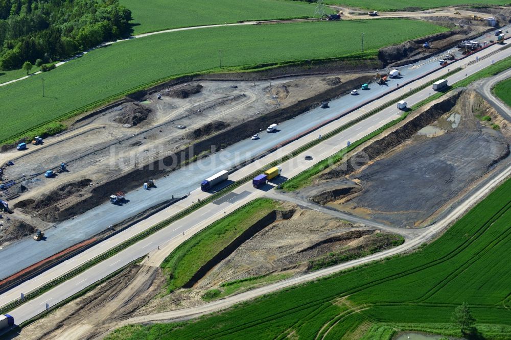 Luftbild Pahnstangen - Ausbau- Arbeiten und Baustellen an der Streckenführung der BAB Bundesautobahn A9 bei Pahnstangen in Thüringen