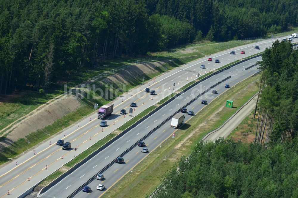 Luftbild Pörmitz - Ausbau- Arbeiten und Baustellen an der Streckenführung der BAB Bundesautobahn A9 bei Pörmitz in Thüringen