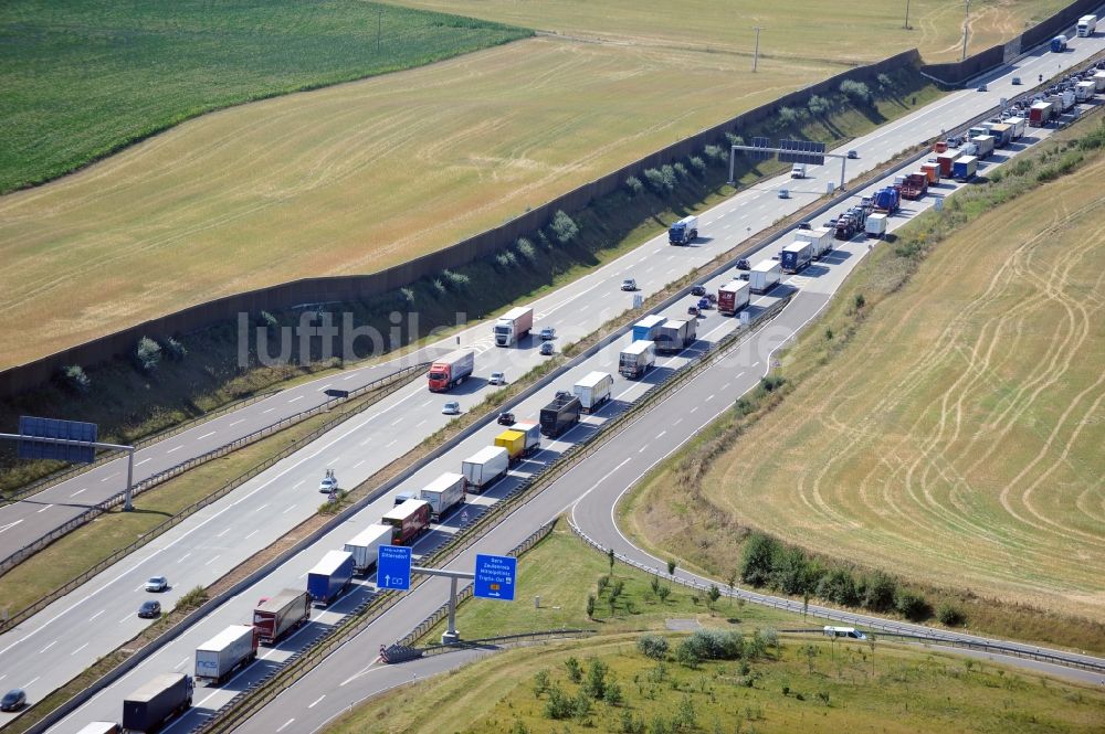 Luftbild Triptis - Ausbau- Arbeiten und Baustellen an der Streckenführung der BAB Bundesautobahn A9 bei Triptis in Thüringen