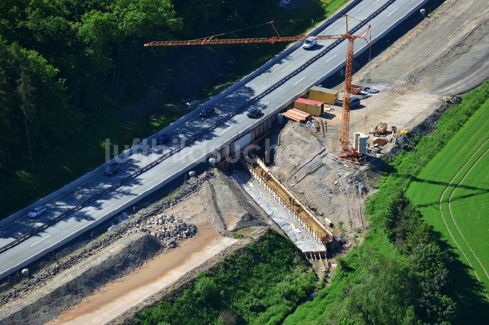 Luftbild Triptis - Ausbau- Arbeiten und Baustellen an der Streckenführung der BAB Bundesautobahn A9 bei Triptis in Thüringen