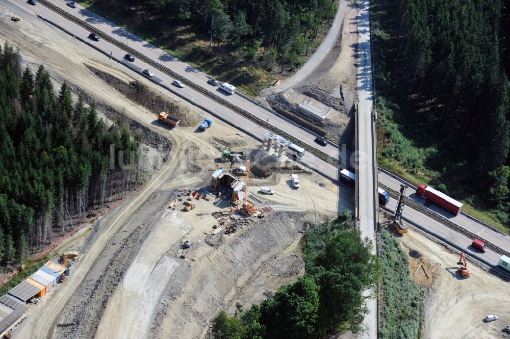 Luftbild Wüstenwetzdorf - Ausbau- Arbeiten und Baustellen an der Streckenführung der BAB Bundesautobahn A9 bei Wüstenwetzdorf in Thüringen