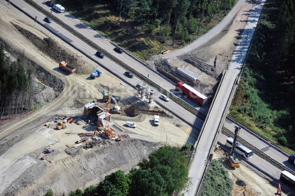 Luftaufnahme Wüstenwetzdorf - Ausbau- Arbeiten und Baustellen an der Streckenführung der BAB Bundesautobahn A9 bei Wüstenwetzdorf in Thüringen