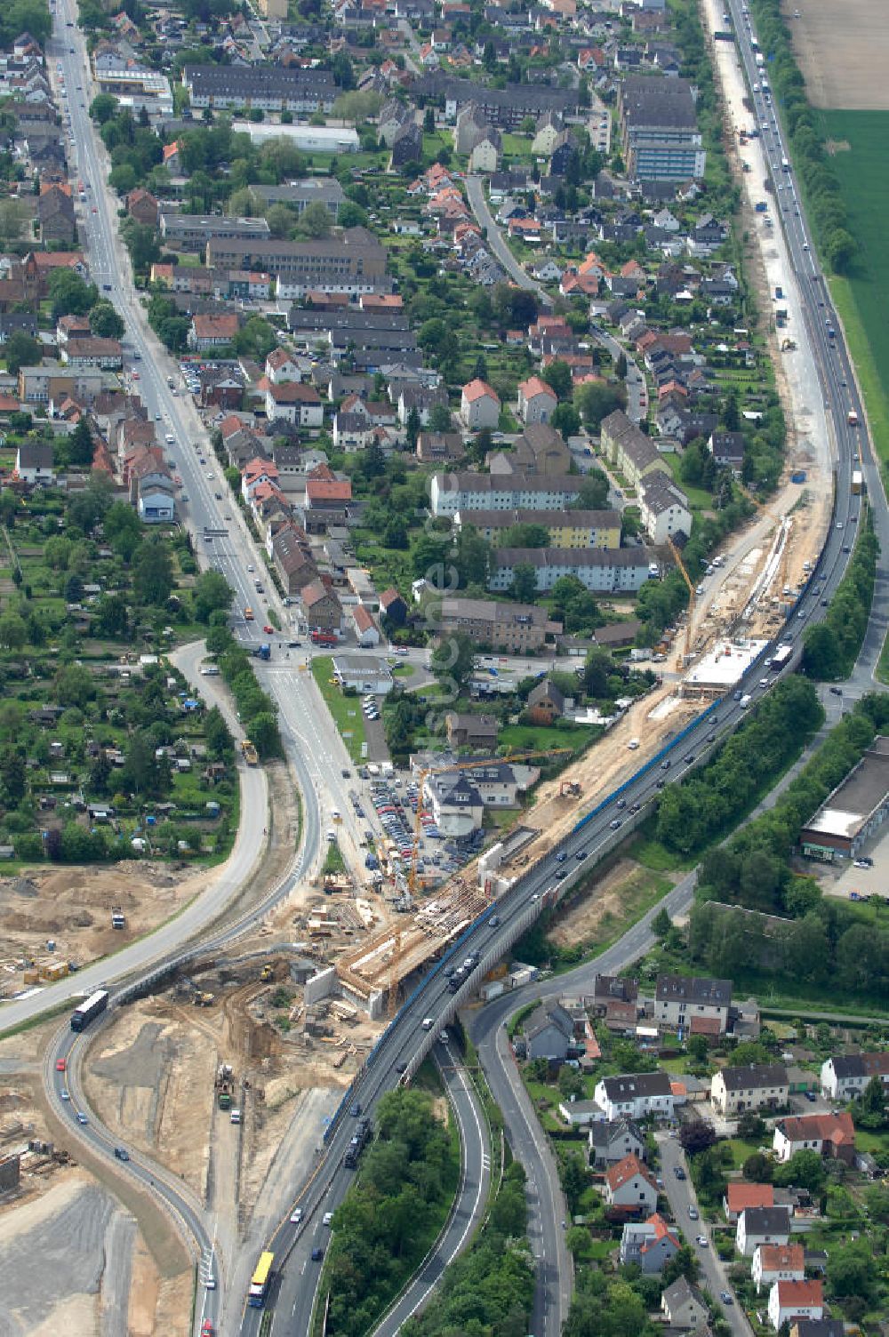 Braunschweig aus der Vogelperspektive: Ausbau des Autobahndreieck Braunschweig-Südwest an der Autobahn A29 / A 391