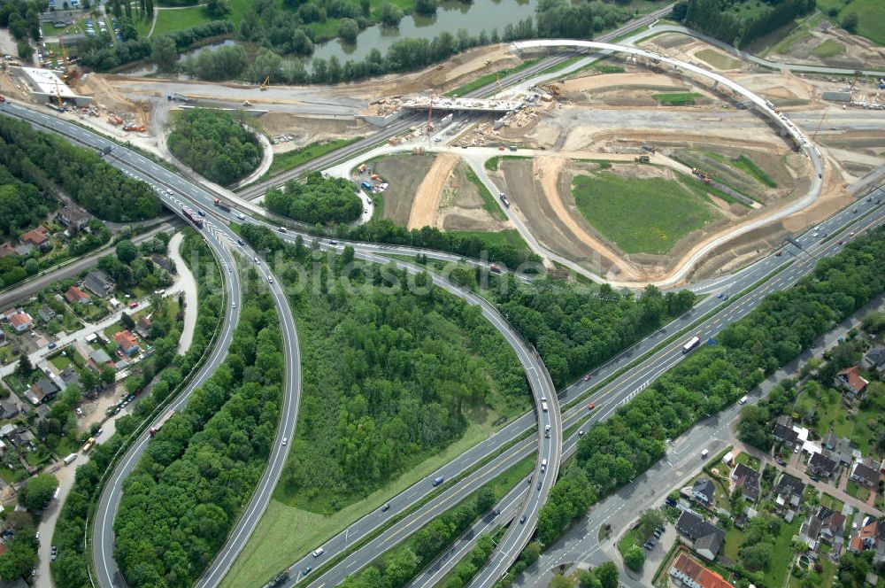 Braunschweig von oben - Ausbau des Autobahndreieck Braunschweig-Südwest an der Autobahn A29 / A 391