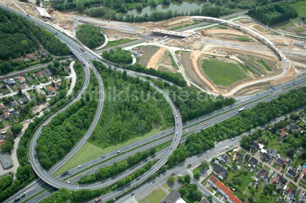 Braunschweig aus der Vogelperspektive: Ausbau des Autobahndreieck Braunschweig-Südwest an der Autobahn A29 / A 391