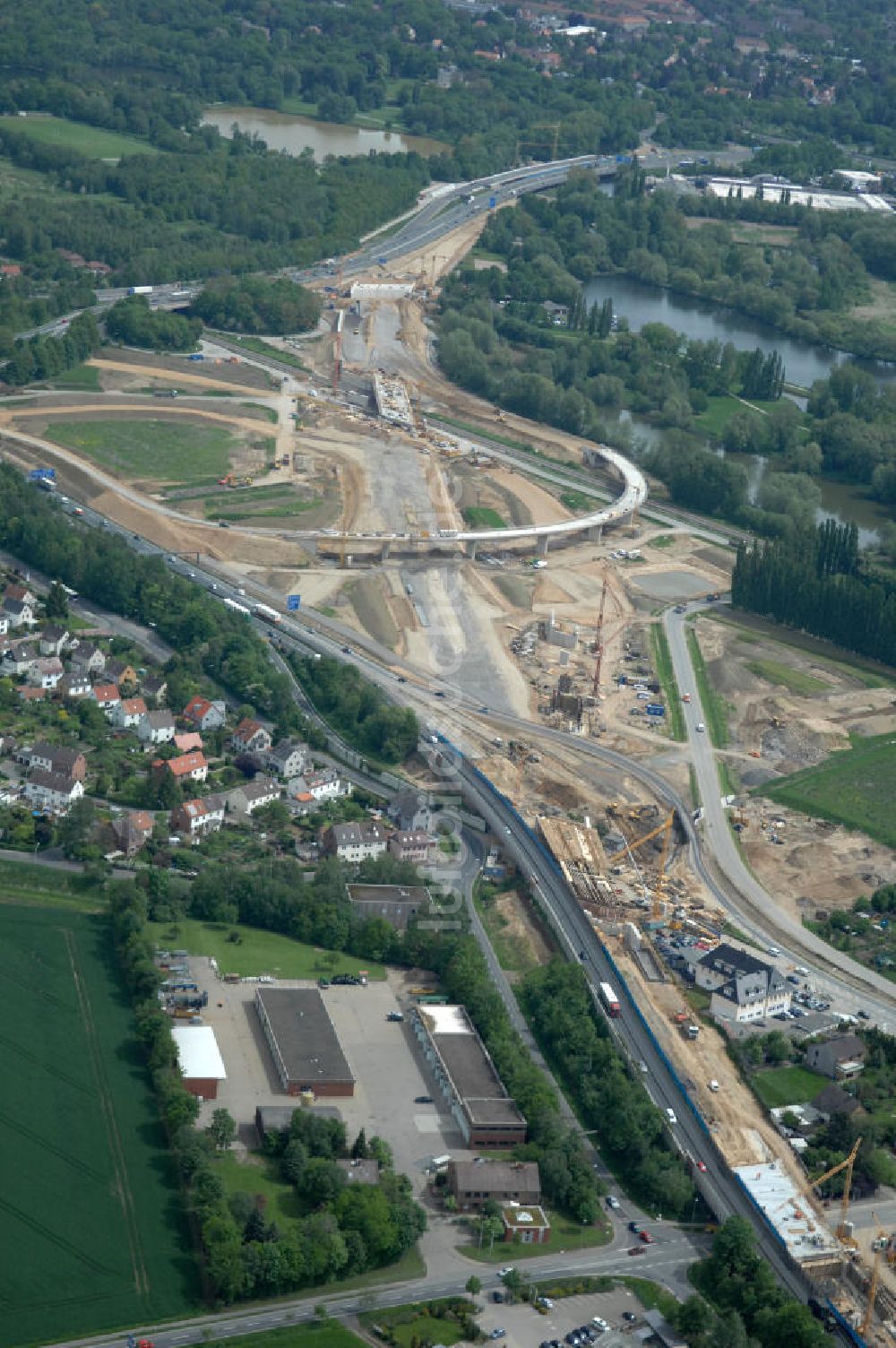 Braunschweig von oben - Ausbau des Autobahndreieck Braunschweig-Südwest an der Autobahn A29 / A 391