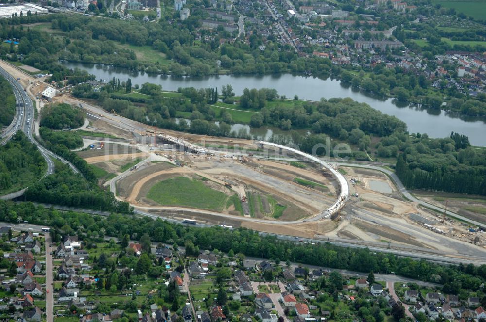 Braunschweig von oben - Ausbau des Autobahndreieck Braunschweig-Südwest an der Autobahn A29 / A 391