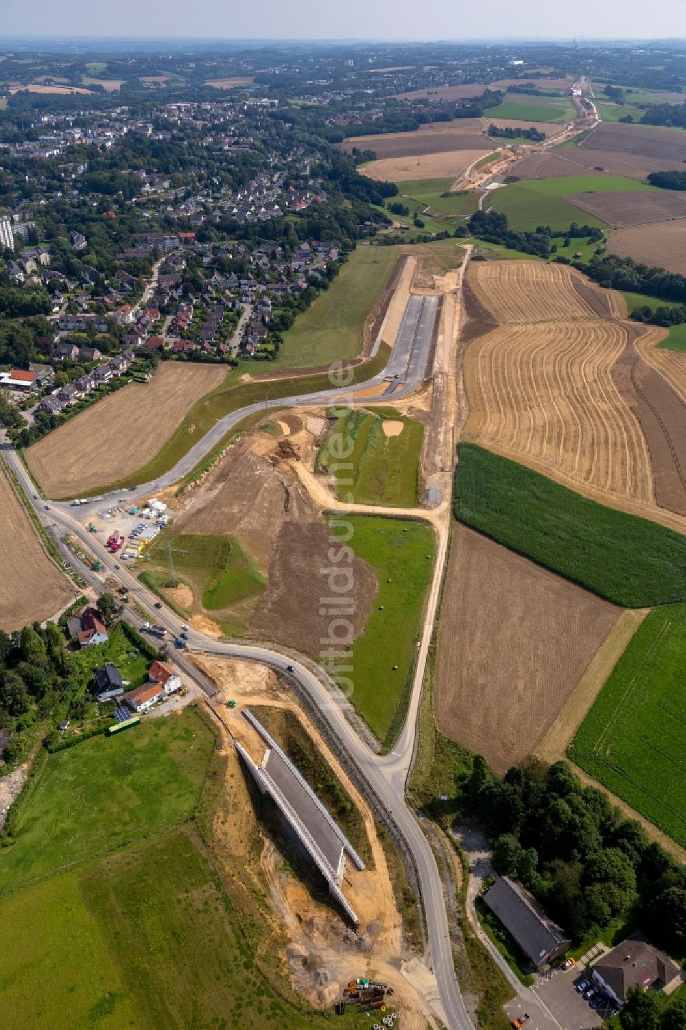 Heiligenhaus aus der Vogelperspektive: Ausbau der Bundesautobahn A 44 in Heiligenhaus im Bundesland Nordrhein-Westfalen