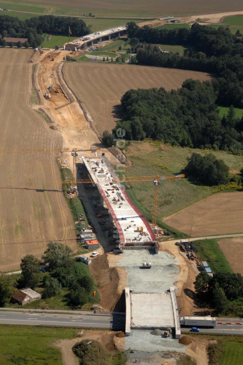 Luftaufnahme Löbau - Ausbau der B 178 an der Ortsumfahrung Löbau