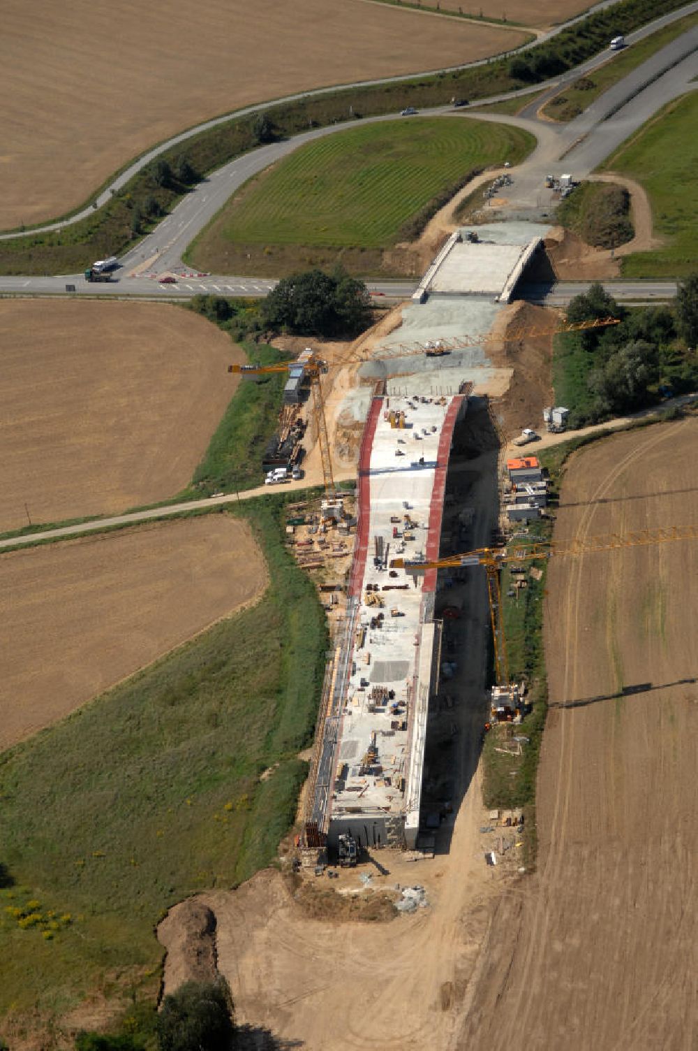 Löbau aus der Vogelperspektive: Ausbau der B 178 an der Ortsumfahrung Löbau