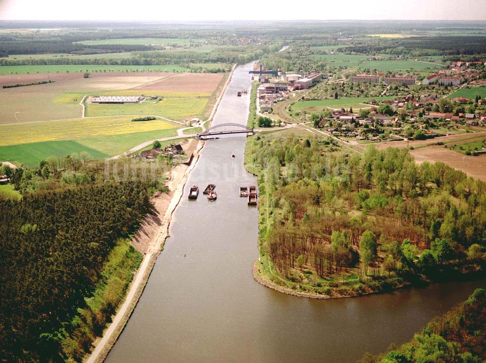 Niegripp / Sachsen-Anhalt aus der Vogelperspektive: Ausbau des Elbe-Havel-Kanales bei Niegripp östlich von Hohenwarthe in Sachsen-Anhalt