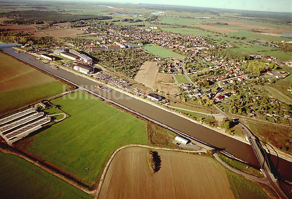 Parey / Sachsen-Anhalt aus der Vogelperspektive: Ausbau des Elbe-Havel-Kanales bei Parey in Sachsen-Anhalt.