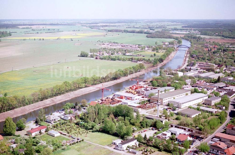 Luftbild Burg / Sachsen-Anhalt - Ausbau des Elbe-Havel-Kanales am nördlichen Stadtrand von Burg in Sachsen-Anhalt