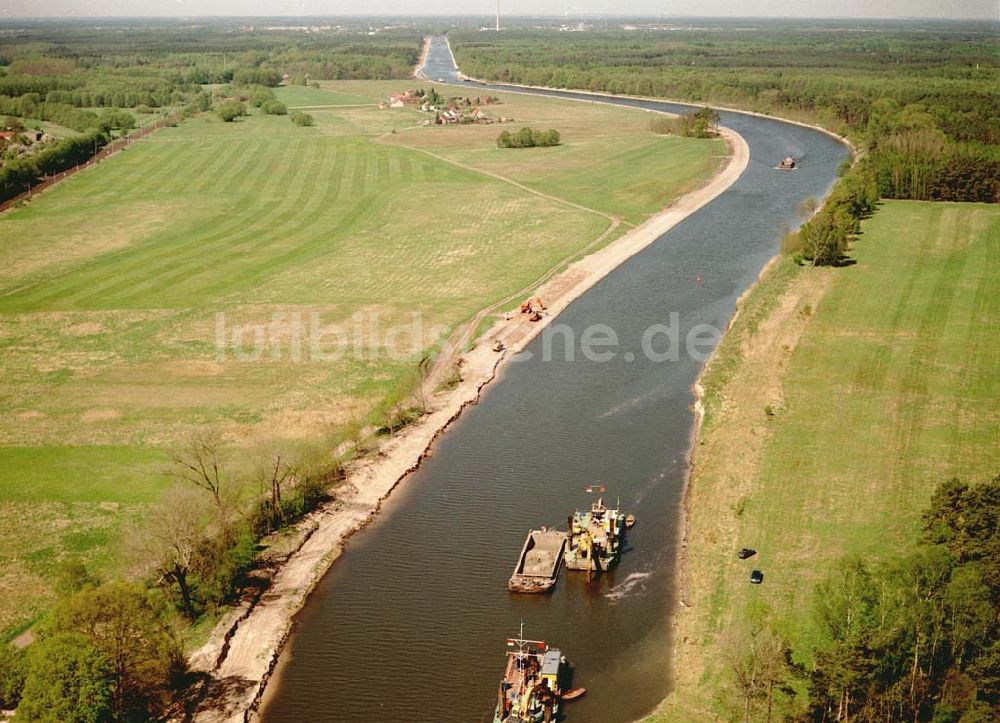 Genthin / Brandenburg von oben - Ausbau des Elbe-Havel-Kanales östlich von Genthin in Brandenburg.