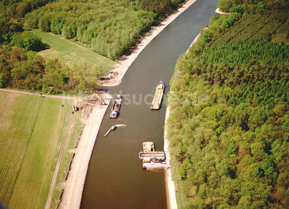 Genthin / Brandenburg von oben - Ausbau des Elbe-Havel-Kanales östlich von Genthin in Brandenburg.