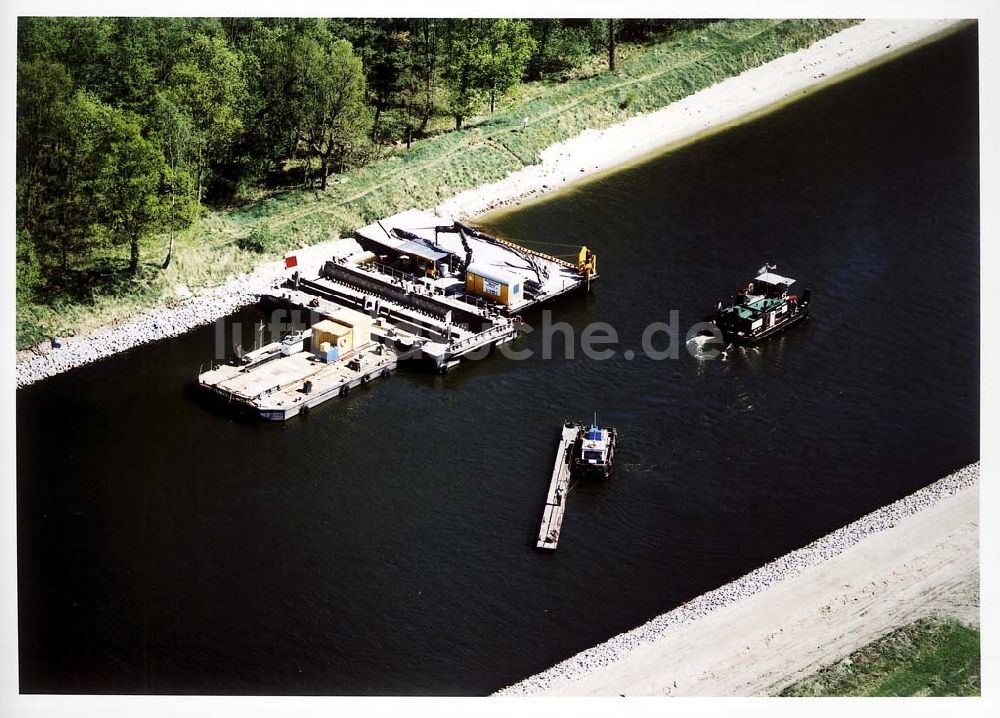 Genthin / Brandenburg von oben - Ausbau des Elbe-Havel-Kanales östlich von Genthin in Brandenburg.