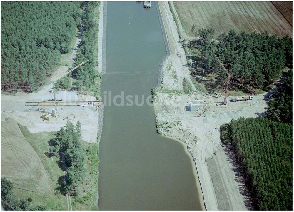 Burg aus der Vogelperspektive: Ausbau des Elbe - Havelkanal bei Burg