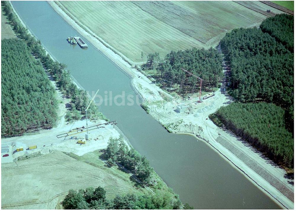 Burg von oben - Ausbau des Elbe - Havelkanal bei Burg