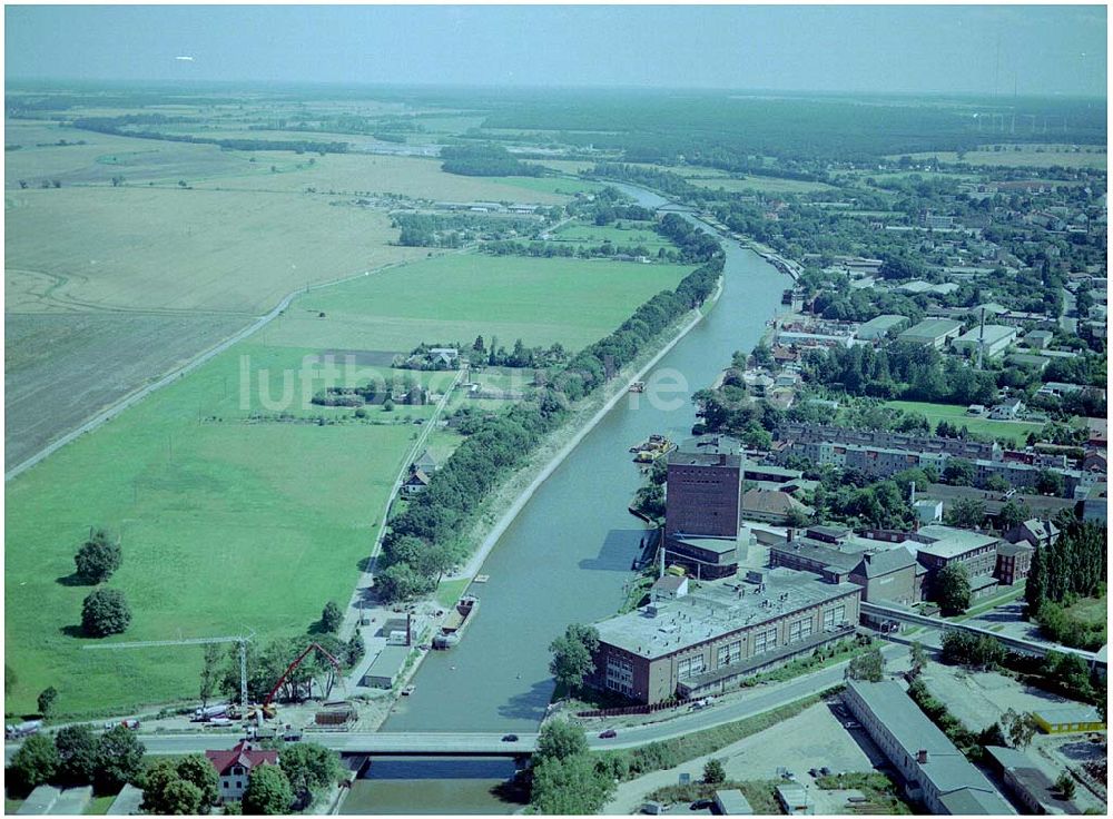 Luftbild Burg - Ausbau des Elbe - Havelkanal bei Burg