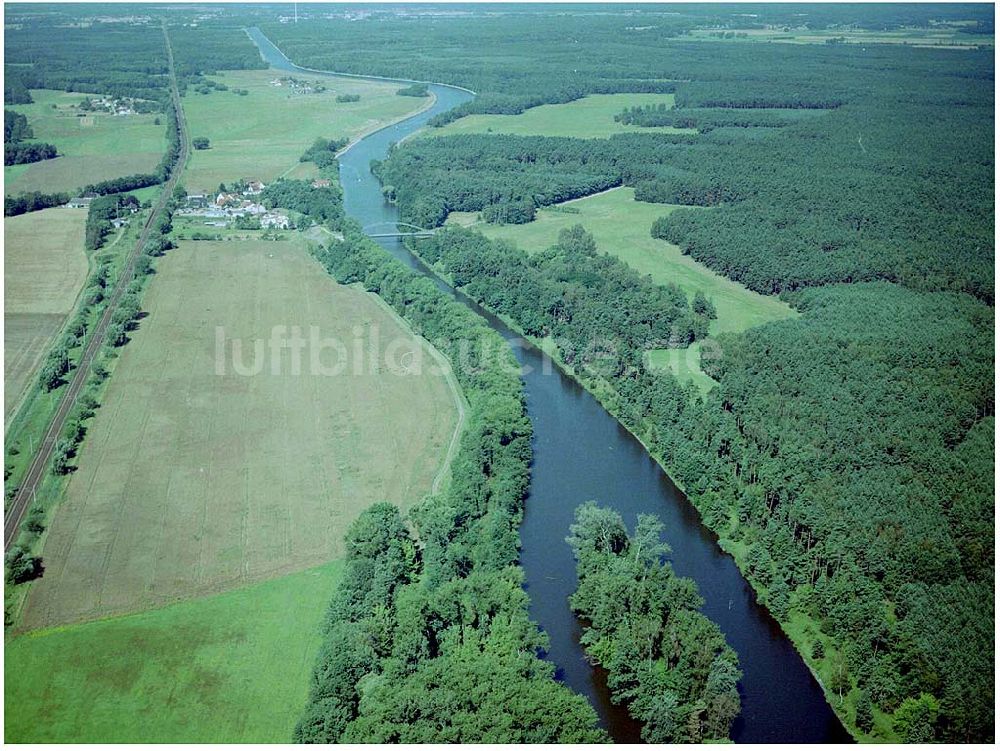 Luftaufnahme Genthin - Ausbau des Elbe-Havelkanales Schleusenausbau Wusterwitz