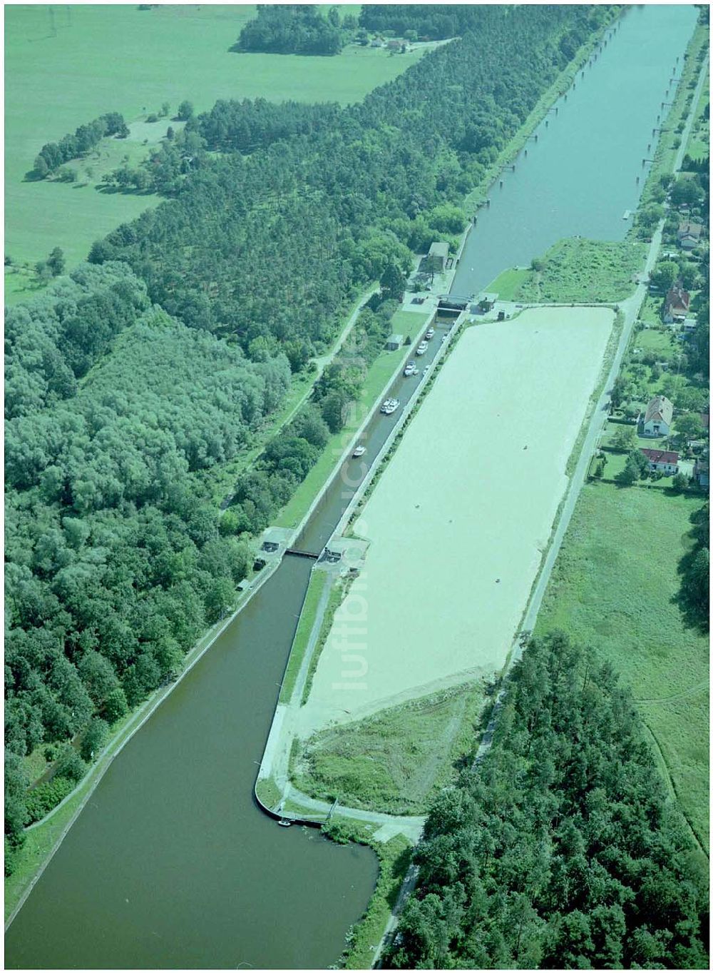 Luftaufnahme Wusterwitz - Ausbau des Elbe-Havelkanales Schleusenausbau Wusterwitz