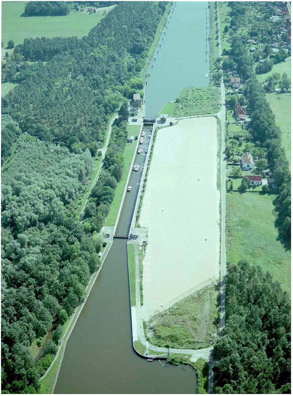 Wusterwitz von oben - Ausbau des Elbe-Havelkanales Schleusenausbau Wusterwitz