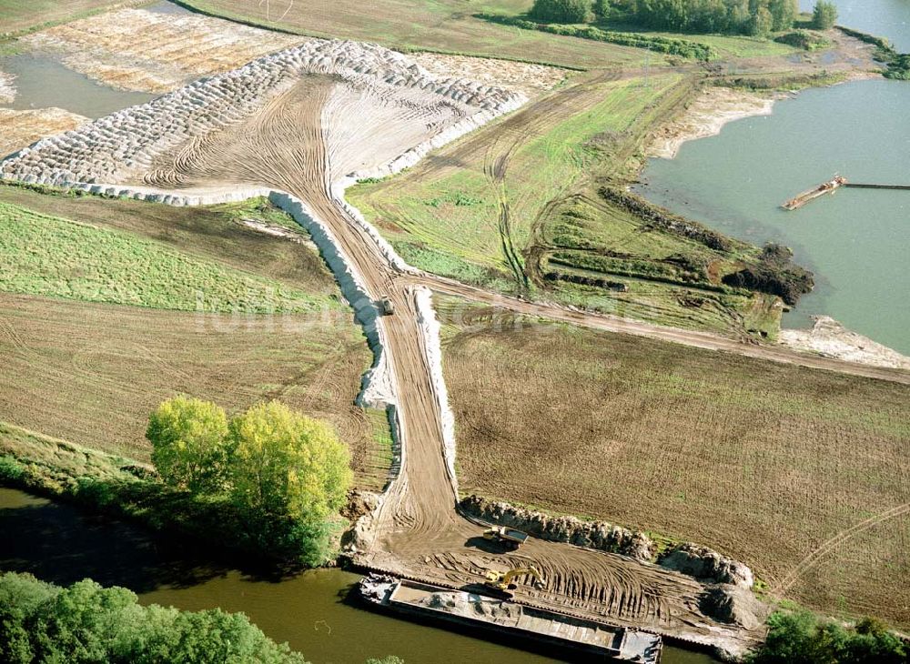 Luftaufnahme Burg - Ausbau des Elbe-Havelkanals am östlichen Stadtrand von Burg.