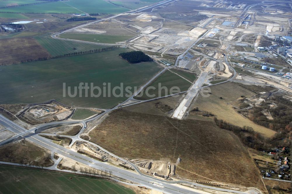 Luftaufnahme Schönefeld - Ausbau des Flughafens Berlin-Schönefeld / Ausbau der A113n