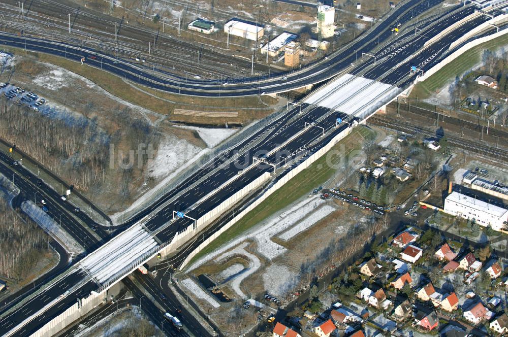 Schönefeld von oben - Ausbau des Flughafens Berlin-Schönefeld / Ausbau der A113n