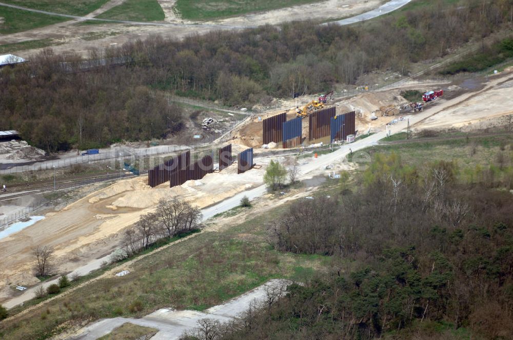 Schönefeld von oben - Ausbau des Flughafens Berlin-Schönefeld / Ausbau der A113n