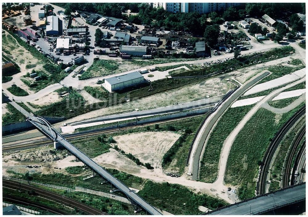 Berlin - Wedding von oben - Ausbau des Innernringes der Deutschen Bahn zwischen dem Bereich Bornholmer Brücke - Nordkreuz - S-Bhf. Gesundbrunnen.