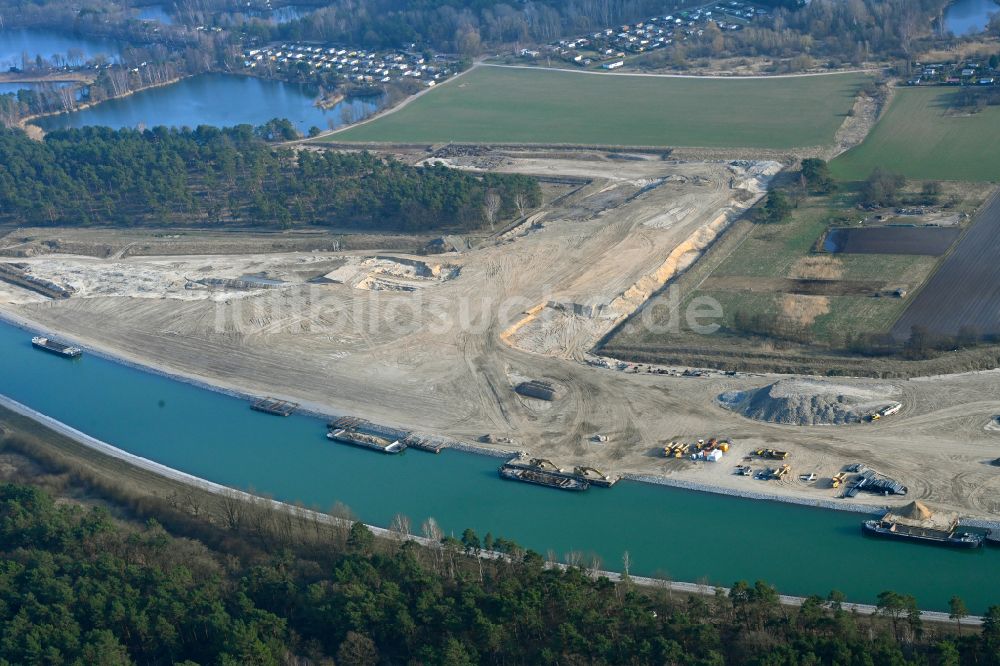 Luftbild Finowfurt - Ausbau Kanalverlauf und Uferbereiche der Wasserstraße der Binnenschiffahrt Oder-Havel-Kanal in Finowfurt im Bundesland Brandenburg, Deutschland