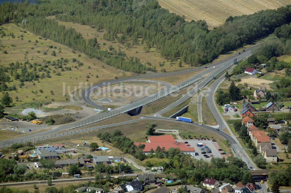 Luftaufnahme Brieskow-Finkenheerd - Ausbau der Ortsumgehung im Straßenverlauf der B112 in Brieskow-Finkenheerd im Bundesland Brandenburg