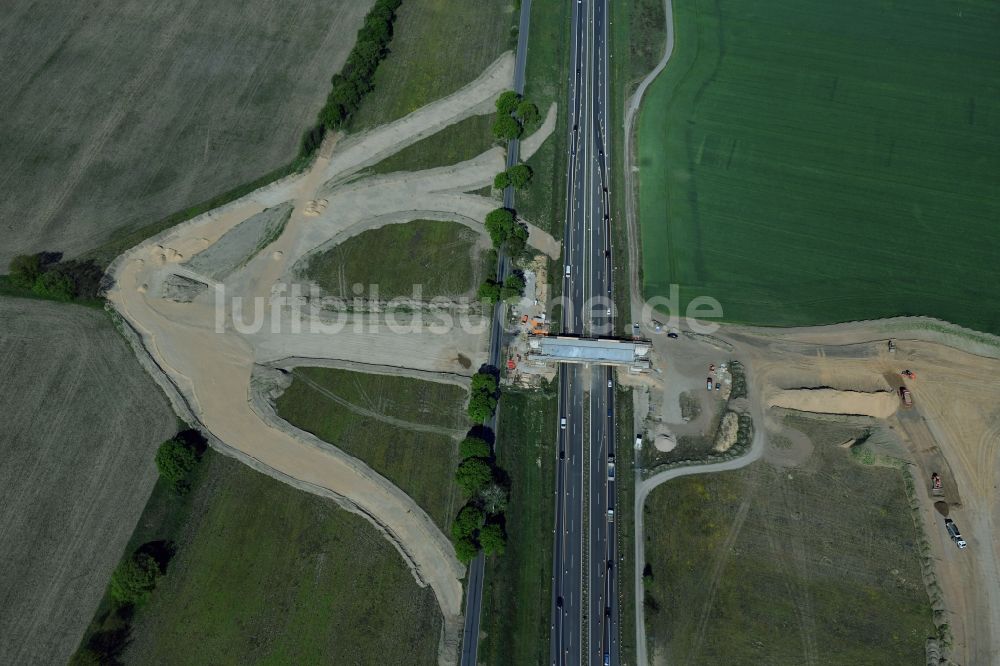 Luftaufnahme Stahnsdorf - Ausbau der Ortsumgehung im Straßenverlauf der Landesstraße L77n im Ortsteil Güterfelde in Stahnsdorf im Bundesland Brandenburg, Deutschland