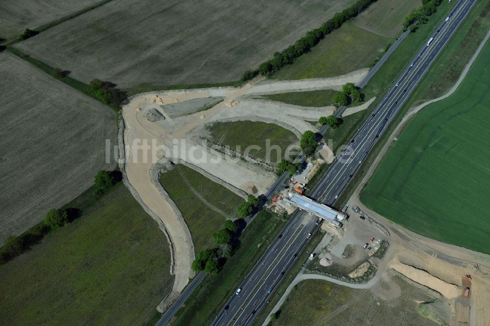 Stahnsdorf von oben - Ausbau der Ortsumgehung im Straßenverlauf der Landesstraße L77n im Ortsteil Güterfelde in Stahnsdorf im Bundesland Brandenburg, Deutschland