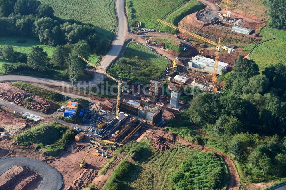 Luftbild Neuental - Ausbau der Ortsumgehung im Straßenverlauf der B254 in Neuental im Bundesland Hessen, Deutschland