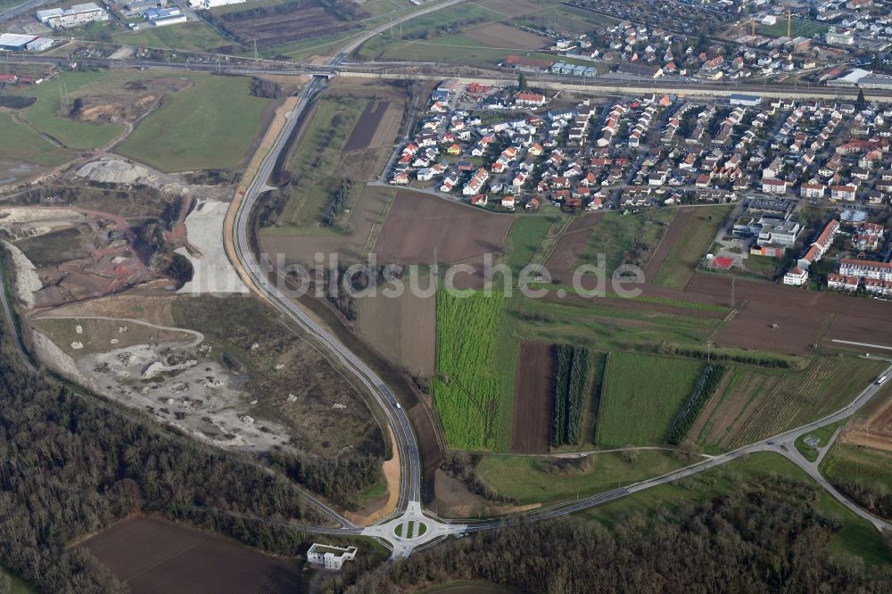 Weil am Rhein von oben - Ausbau der Ortsumgehung im Straßenverlauf der Nordwestumfahrung im Ortsteil Haltingen in Weil am Rhein im Bundesland Baden-Württemberg, Deutschland