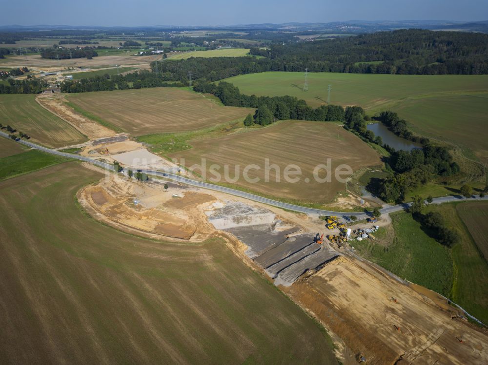 Luftbild Eschdorf - Ausbau der Ortsumgehung im Straßenverlauf Staatsstraße 177 in Eschdorf im Bundesland Sachsen, Deutschland