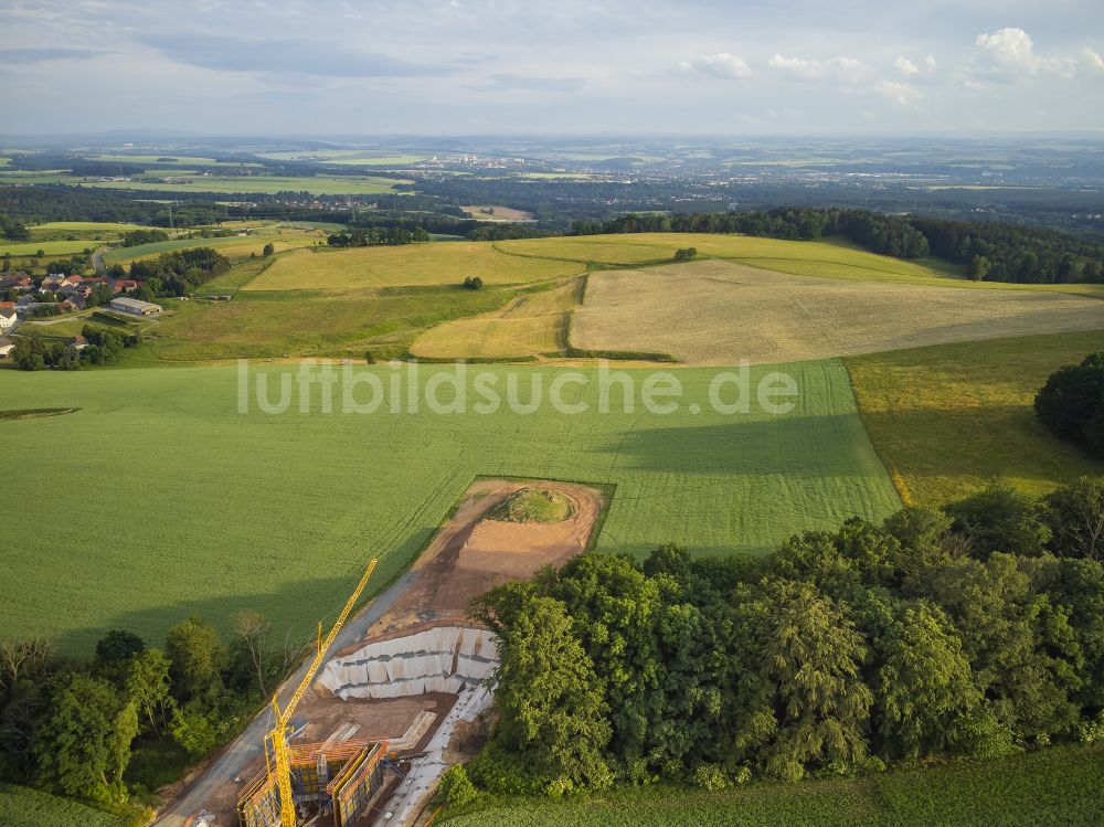 Eschdorf aus der Vogelperspektive: Ausbau der Ortsumgehung im Straßenverlauf Staatsstraße 177 in Eschdorf im Bundesland Sachsen, Deutschland