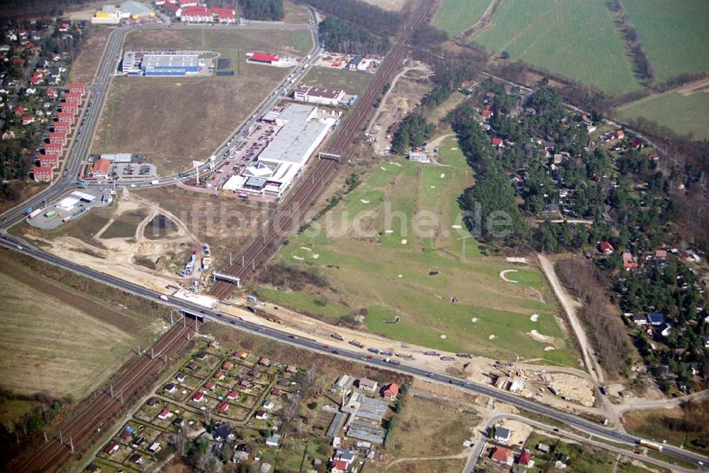 Mahlow aus der Vogelperspektive: Ausbau der Ortsumgehungsstraße bei Mahlow