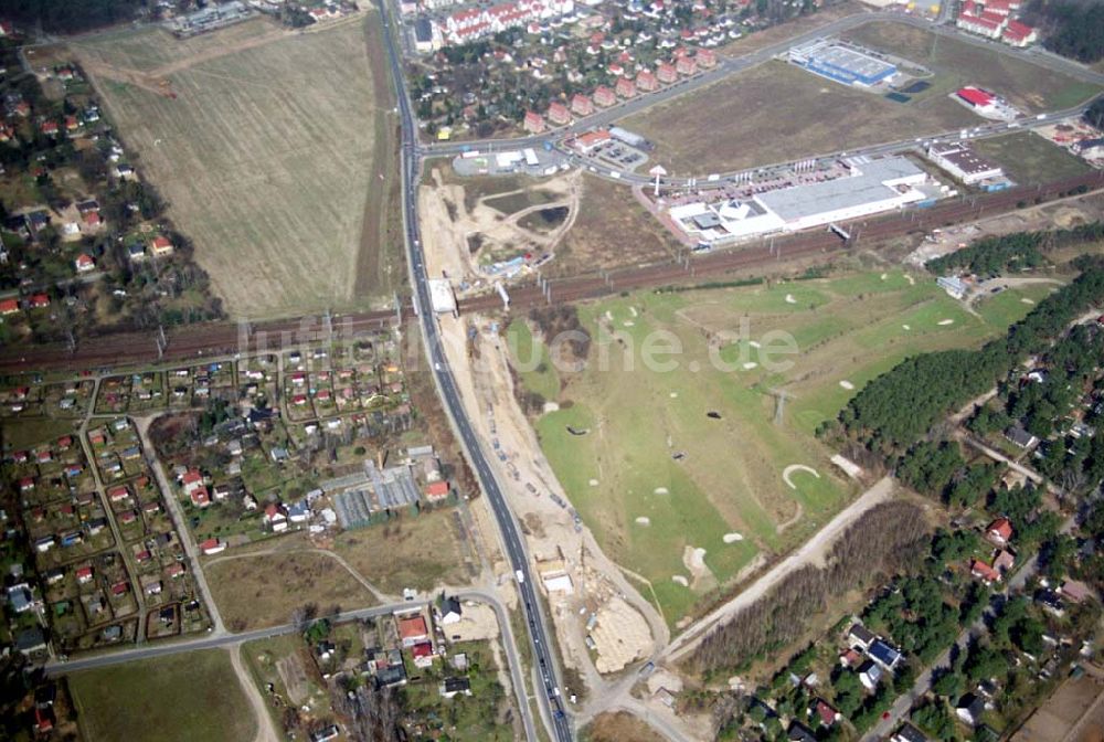 Mahlow von oben - Ausbau der Ortsumgehungsstraße bei Mahlow