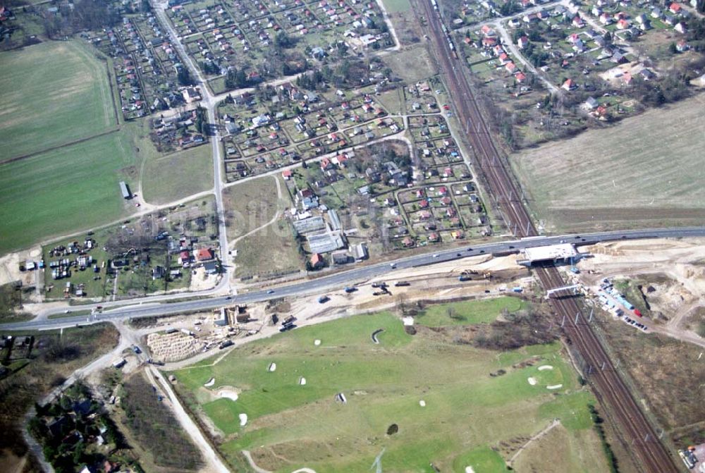 Mahlow von oben - Ausbau der Ortsumgehungsstraße bei Mahlow