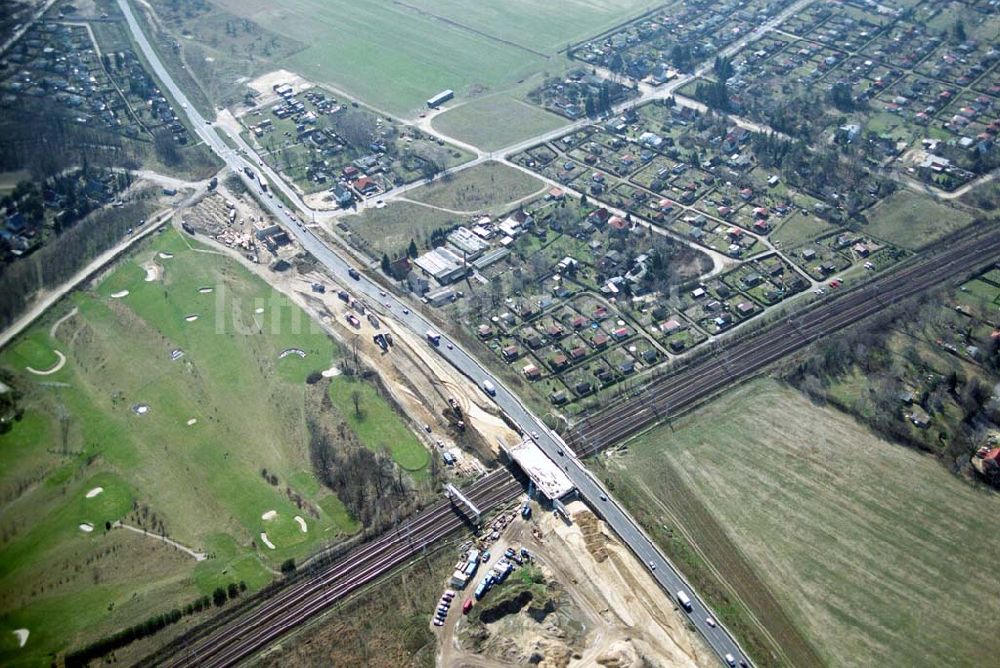 Mahlow aus der Vogelperspektive: Ausbau der Ortsumgehungsstraße bei Mahlow