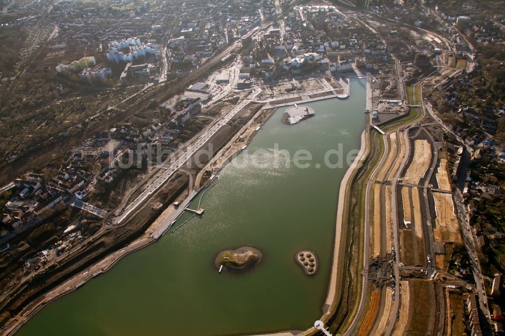 Dortmund OT Hörde von oben - Ausbau des Phoenix-Sees in Dortmund im Bundesland Nordrhein-Westfalen