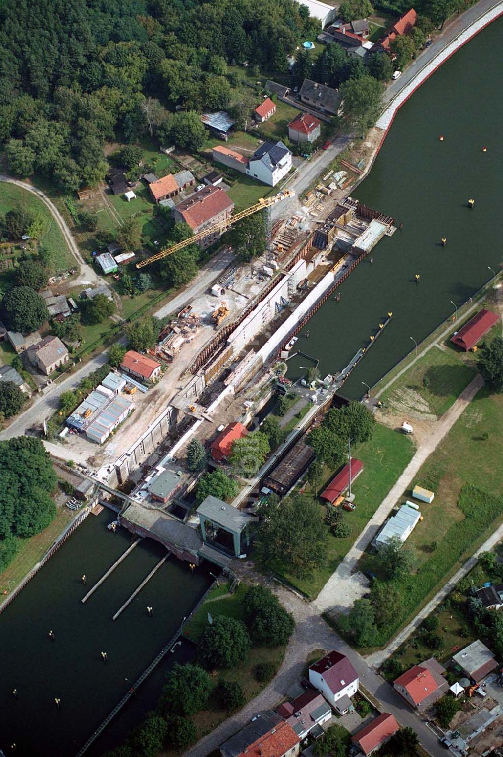 Wernsdorf (Brandenburg) von oben - Ausbau der Schleuse - Wernsdorf (Brandenburg)