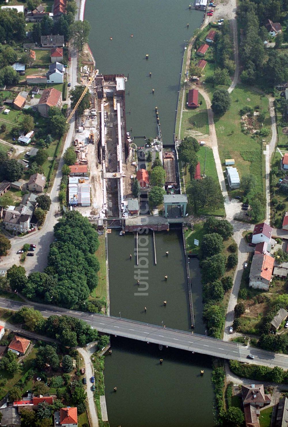 Wernsdorf (Brandenburg) aus der Vogelperspektive: Ausbau der Schleuse - Wernsdorf (Brandenburg)